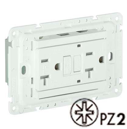 Prise Double 2P+T 127V 15A GFCI  avec protection- 3 Modules