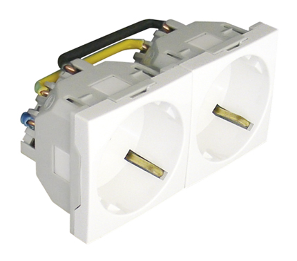 Prise Double de Courant Schuko - 4 Modules