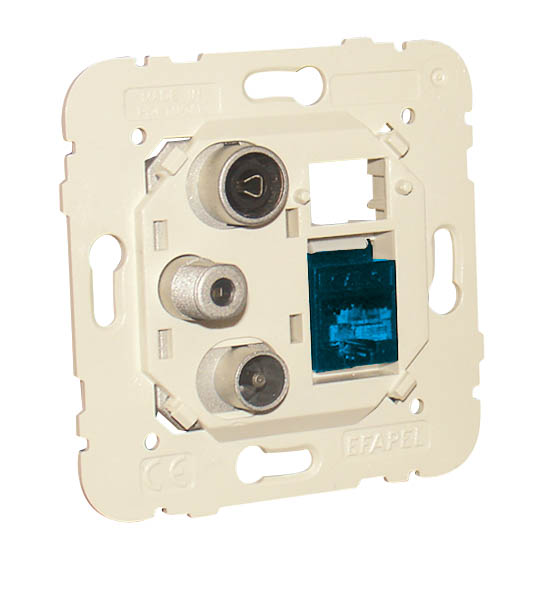 Prise Mixte R - TV - SAT - RJ45 Cat. 6A UTP Étoile